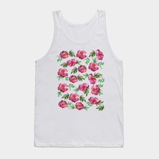 Peonies Flowers Watercolor Ink Cute Girly Tank Top